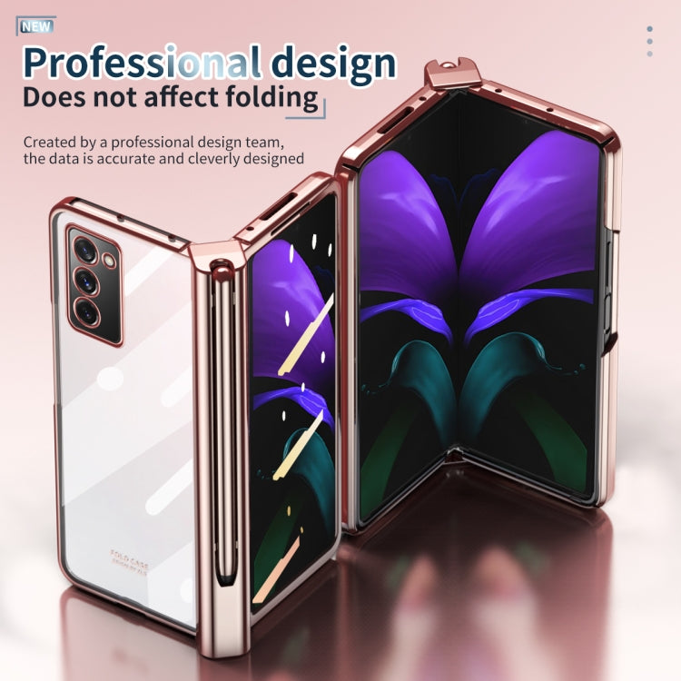 For Samsung Galaxy Z Fold2 5G Full Body Electroplating Hinge Phone Case with Stylus