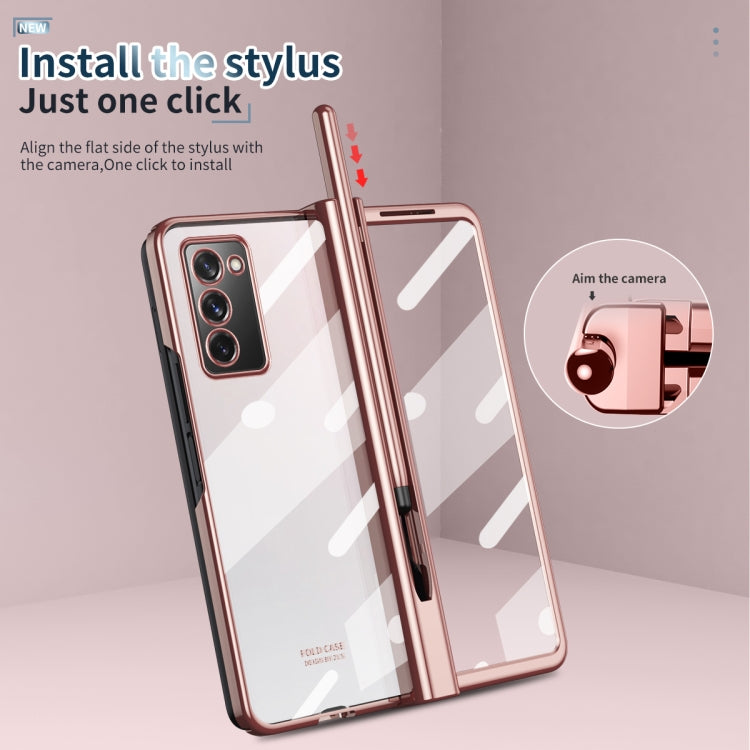 For Samsung Galaxy Z Fold2 5G Full Body Electroplating Hinge Phone Case with Stylus