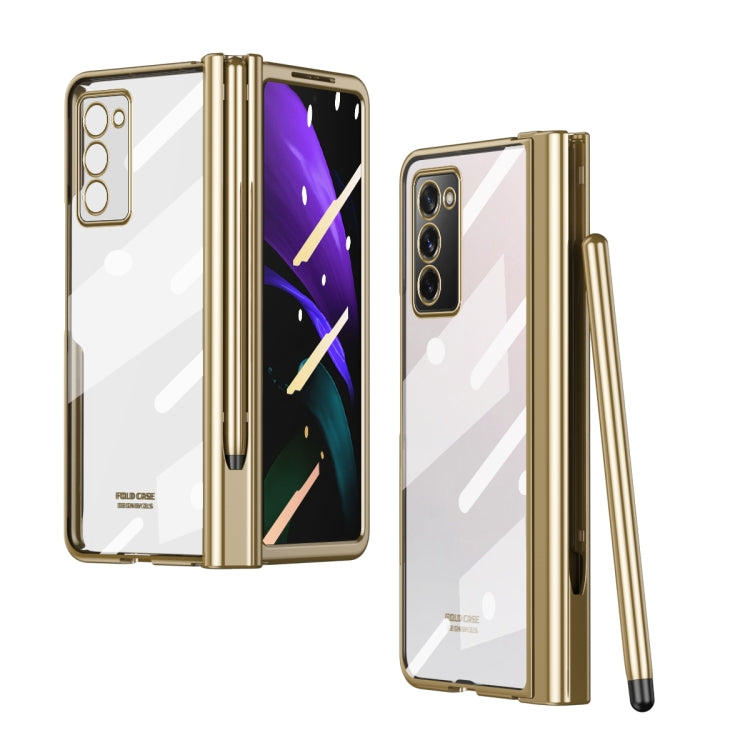 For Samsung Galaxy Z Fold2 5G Full Body Electroplating Hinge Phone Case with Stylus