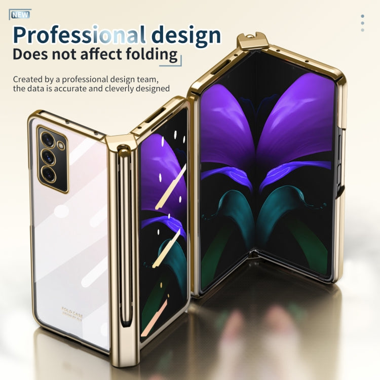 For Samsung Galaxy Z Fold2 5G Full Body Electroplating Hinge Phone Case with Stylus