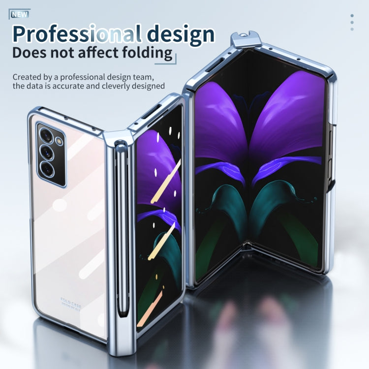 For Samsung Galaxy Z Fold2 5G Full Body Electroplating Hinge Phone Case with Stylus