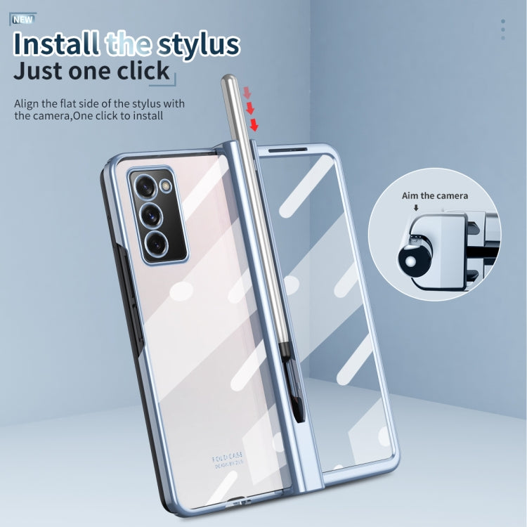 For Samsung Galaxy Z Fold2 5G Full Body Electroplating Hinge Phone Case with Stylus