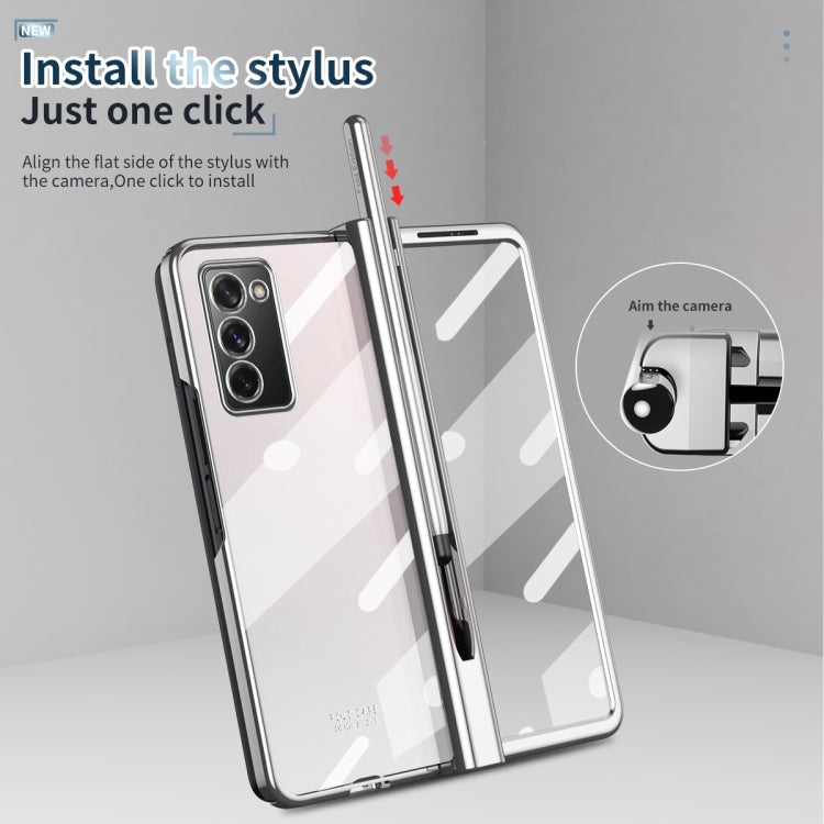 For Samsung Galaxy Z Fold2 5G Full Body Electroplating Hinge Phone Case with Stylus