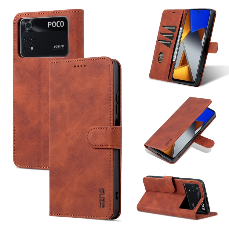 For Xiaomi Poco X4 Pro 5G AZNS Skin Feel Calf Texture Flip Leather Phone Case