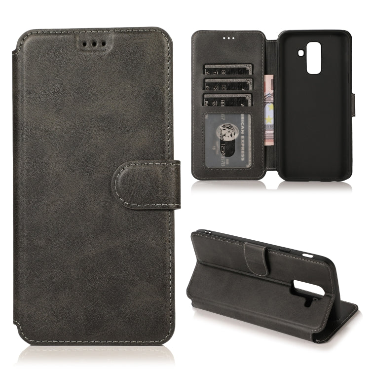 For Samsung Galaxy A6+ Shockproof PU + TPU Leather Phone Case