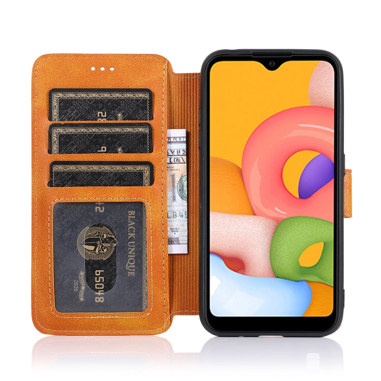 For Samsung Galaxy A01 Shockproof PU + TPU Leather Phone Case