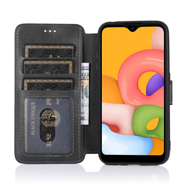 For Samsung Galaxy A01 Shockproof PU + TPU Leather Phone Case