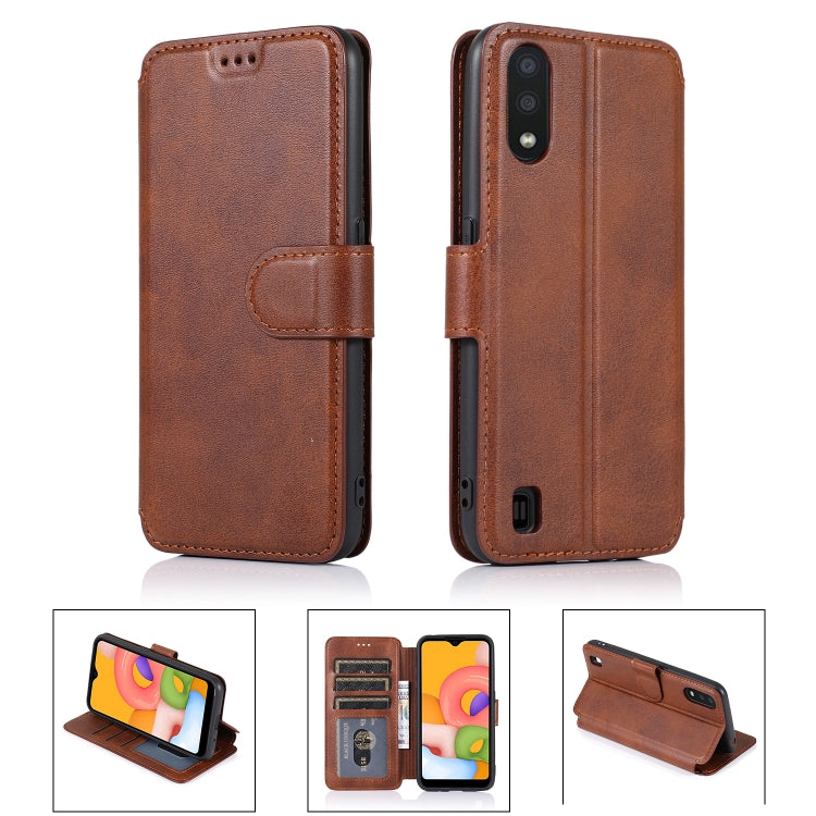 For Samsung Galaxy A01 Shockproof PU + TPU Leather Phone Case