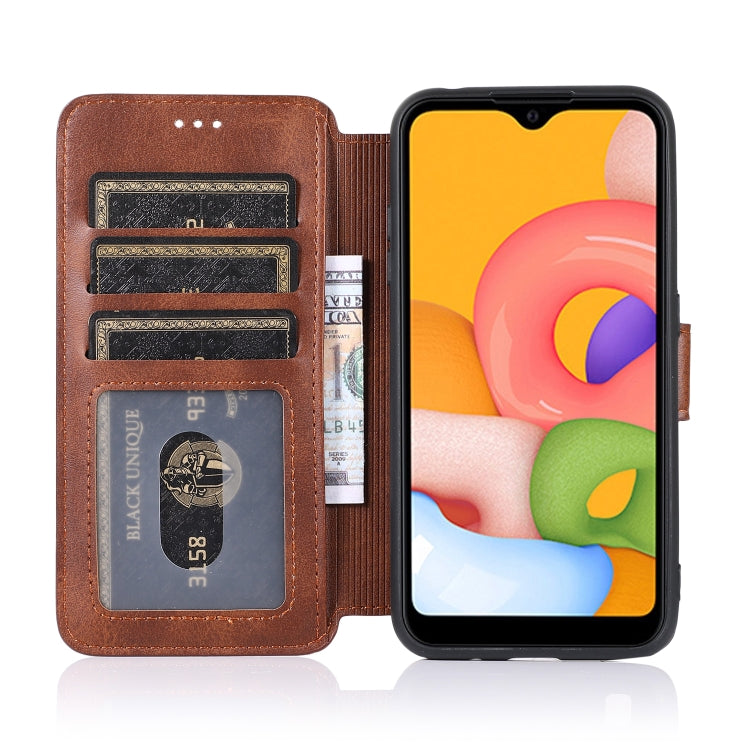 For Samsung Galaxy A01 Shockproof PU + TPU Leather Phone Case