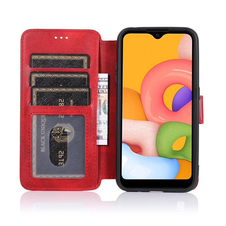 For Samsung Galaxy A01 Shockproof PU + TPU Leather Phone Case