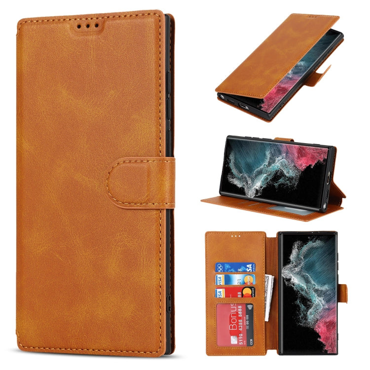 For Samsung Galaxy S22 Ultra 5G Shockproof PU + TPU Leather Phone Case