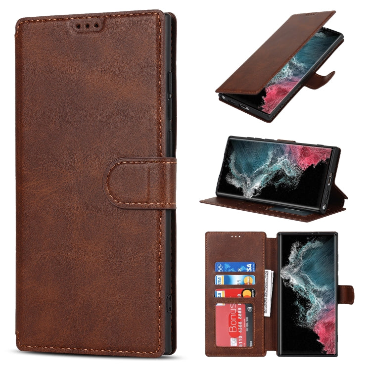 For Samsung Galaxy S22 Ultra 5G Shockproof PU + TPU Leather Phone Case