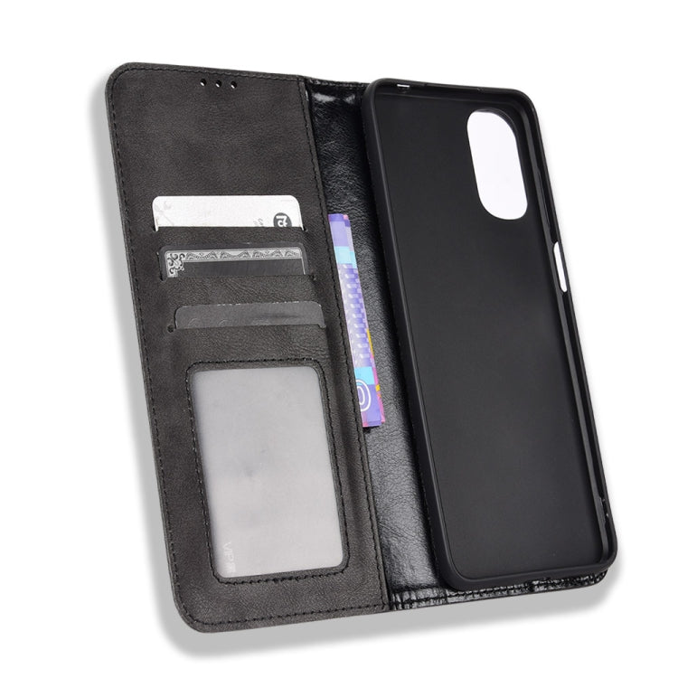 For Motorola Moto G22 Magnetic Buckle Retro Texture Leather Phone Case