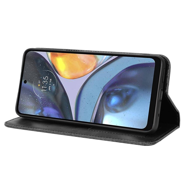 For Motorola Moto G22 Magnetic Buckle Retro Texture Leather Phone Case