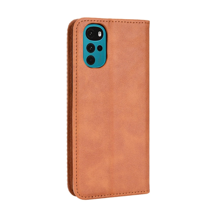 For Motorola Moto G22 Magnetic Buckle Retro Texture Leather Phone Case