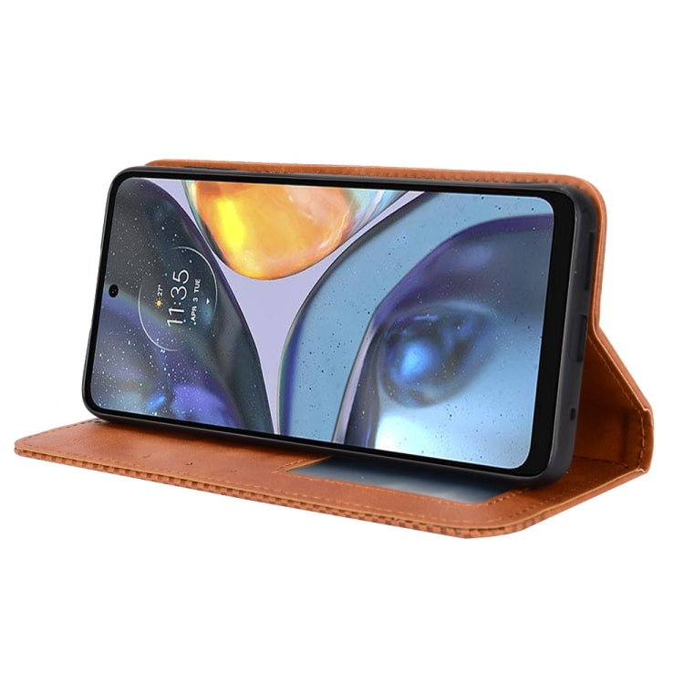 For Motorola Moto G22 Magnetic Buckle Retro Texture Leather Phone Case