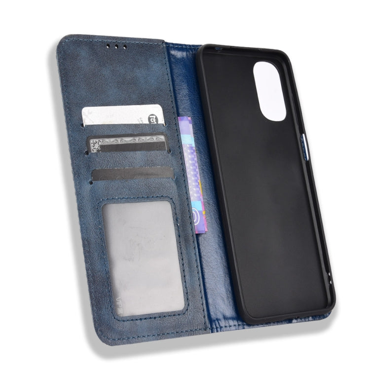 For Motorola Moto G22 Magnetic Buckle Retro Texture Leather Phone Case