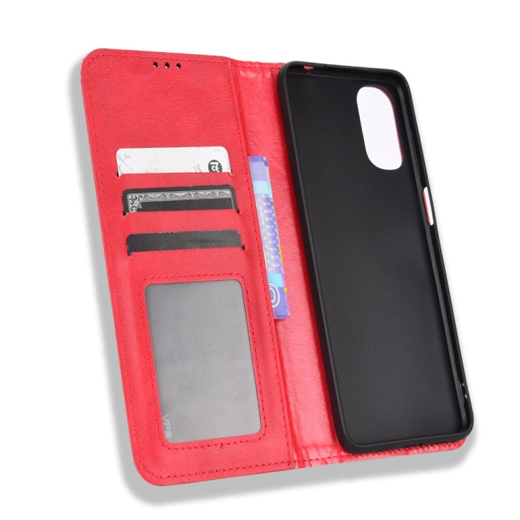 For Motorola Moto G22 Magnetic Buckle Retro Texture Leather Phone Case