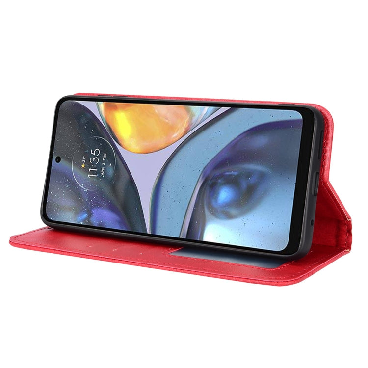 For Motorola Moto G22 Magnetic Buckle Retro Texture Leather Phone Case