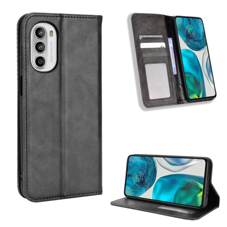 For Motorola Moto G52 4G Magnetic Buckle Retro Texture Leather Phone Case