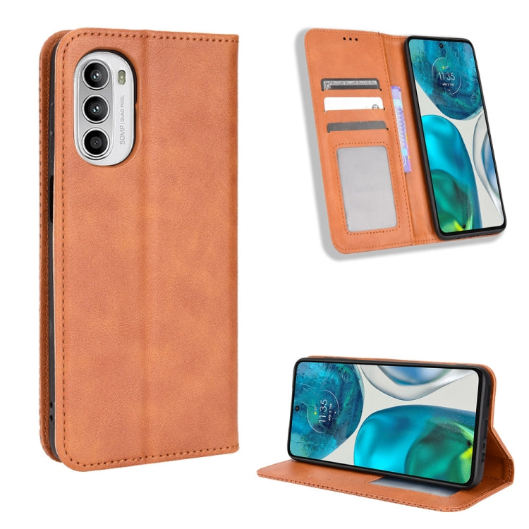 For Motorola Moto G52 4G Magnetic Buckle Retro Texture Leather Phone Case