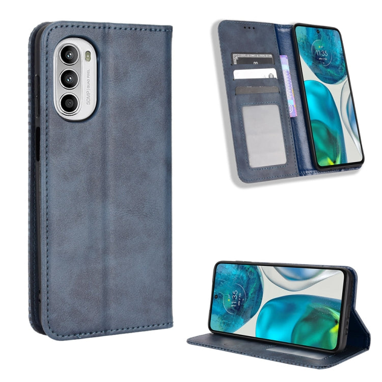 For Motorola Moto G52 4G Magnetic Buckle Retro Texture Leather Phone Case