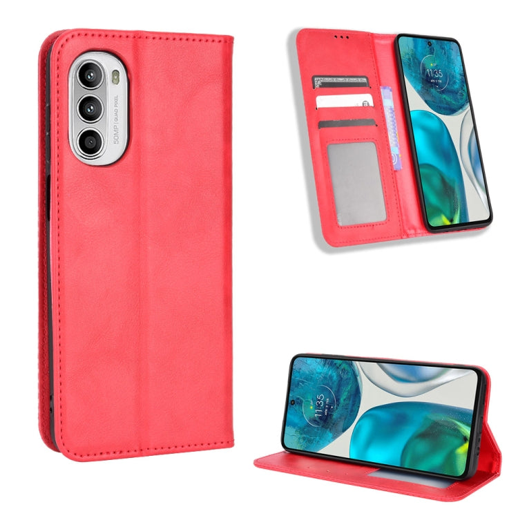For Motorola Moto G52 4G Magnetic Buckle Retro Texture Leather Phone Case