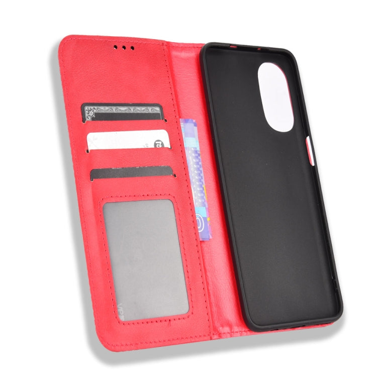 For Motorola Moto G52 4G Magnetic Buckle Retro Texture Leather Phone Case