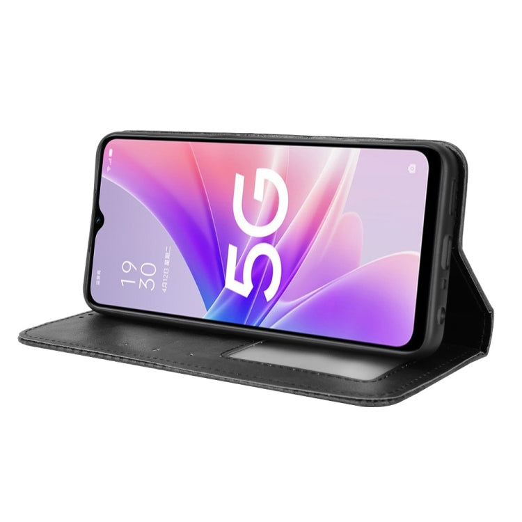 For OPPO A57 5G Magnetic Buckle Retro Texture Leather Phone Case