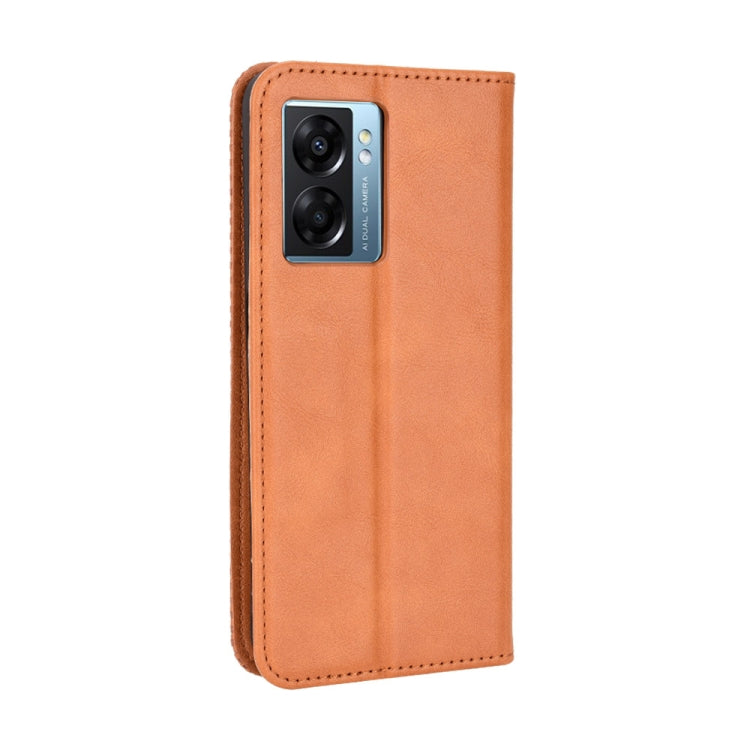 For OPPO A57 5G Magnetic Buckle Retro Texture Leather Phone Case