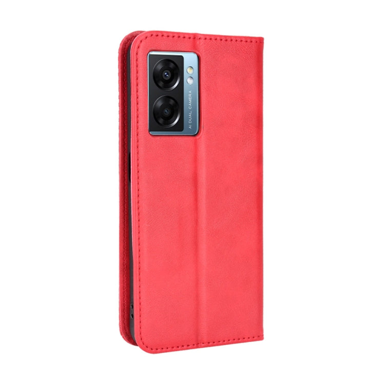For OPPO A57 5G Magnetic Buckle Retro Texture Leather Phone Case