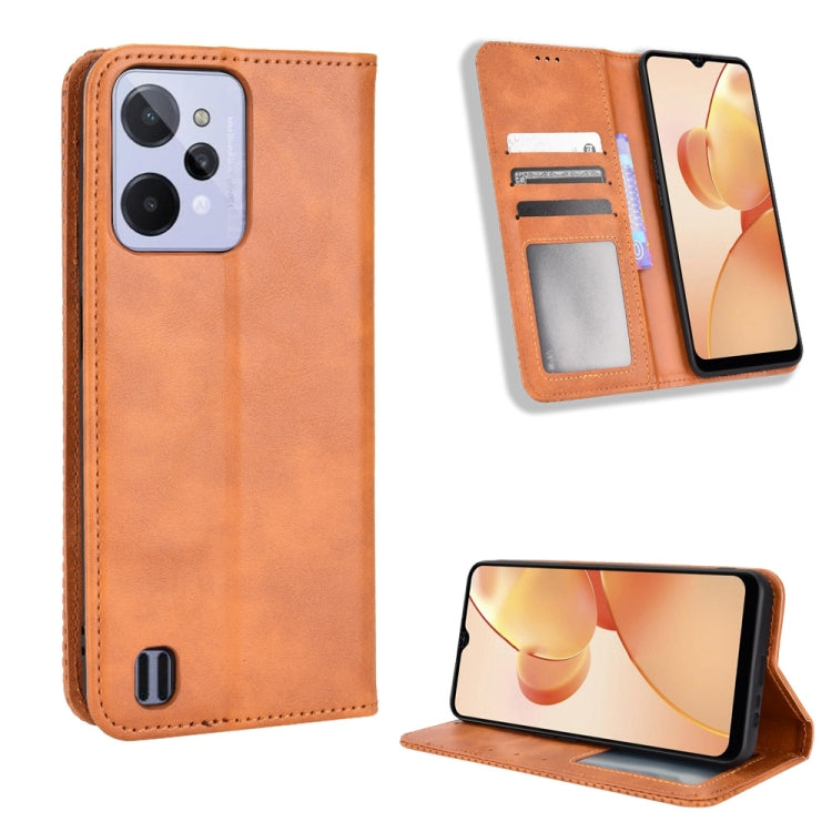 For OPPO Realme C31 Magnetic Buckle Retro Texture Leather Phone Case