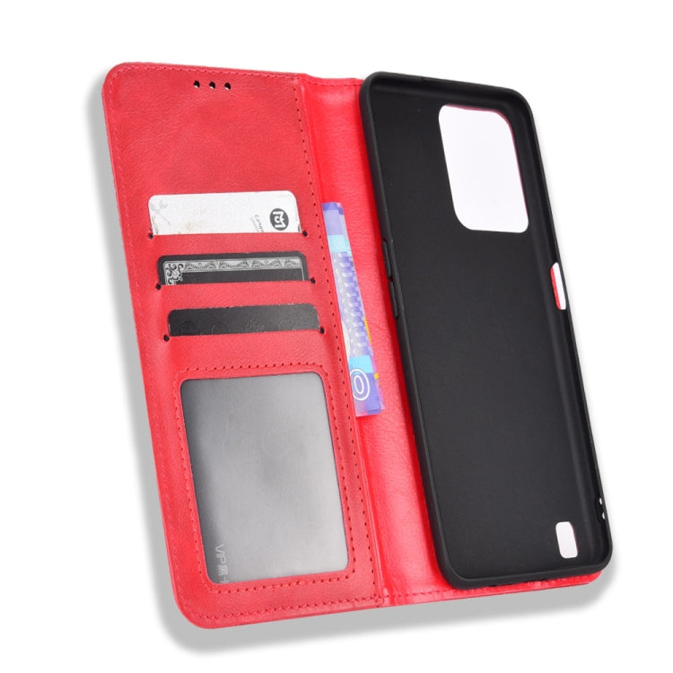 For OPPO Realme C31 Magnetic Buckle Retro Texture Leather Phone Case