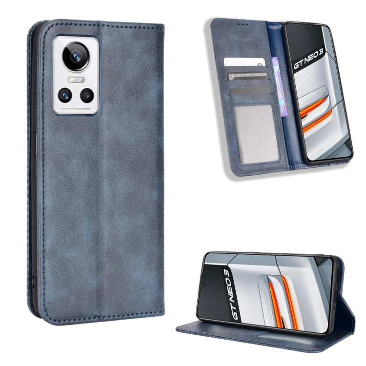 For OPPO Realme GT Neo3 Magnetic Buckle Retro Texture Leather Phone Case