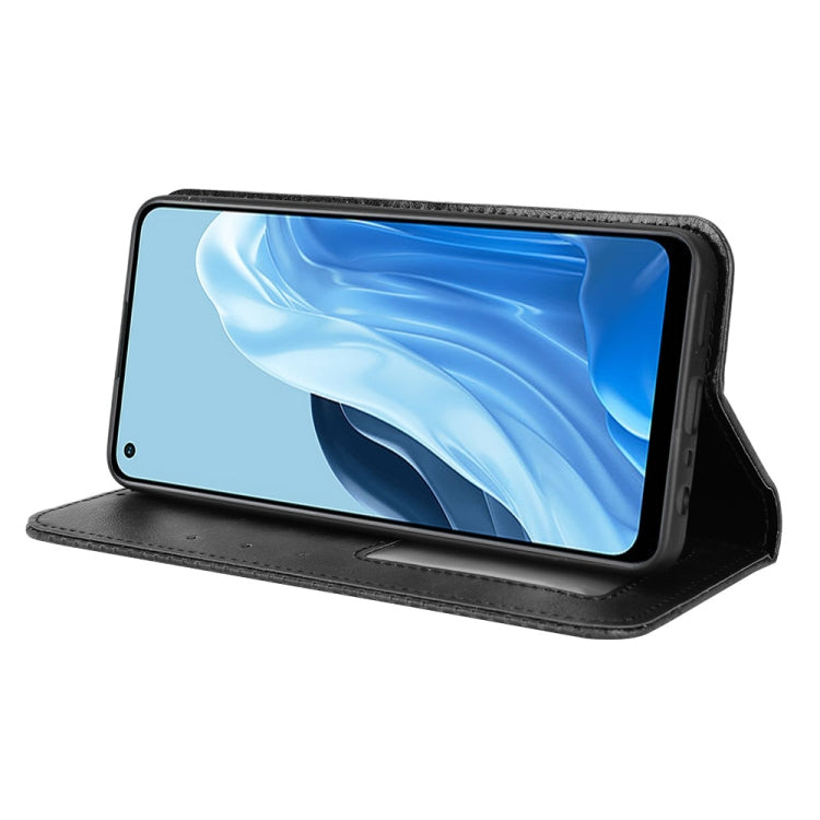 For OPPO Reno7 4G / F21 Pro Magnetic Buckle Retro Texture Leather Phone Case