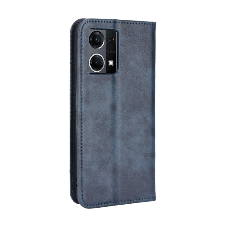 For OPPO Reno7 4G / F21 Pro Magnetic Buckle Retro Texture Leather Phone Case
