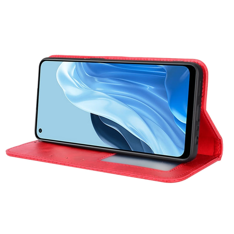 For OPPO Reno7 4G / F21 Pro Magnetic Buckle Retro Texture Leather Phone Case