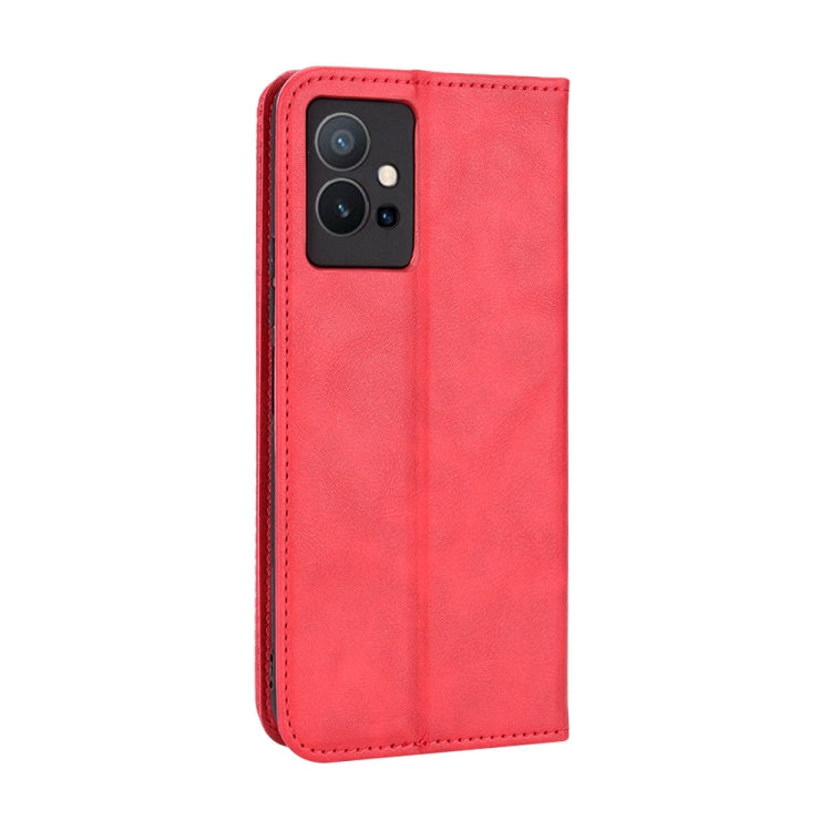 For vivo Y55 5G / T1 5G / Y75 5G Magnetic Buckle Retro Texture Leather Phone Case