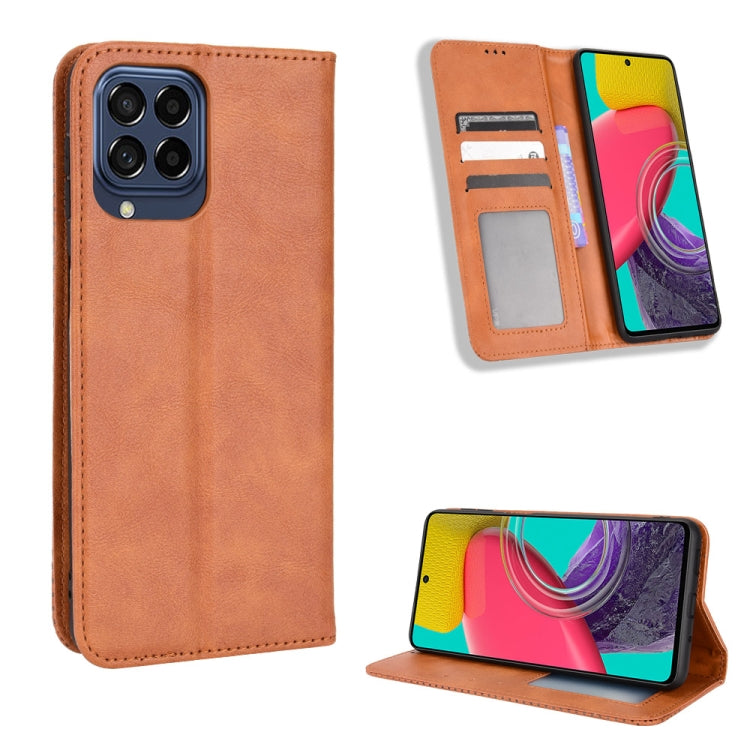For Samsung Galaxy M33 5G Magnetic Buckle Retro Texture Leather Phone Case