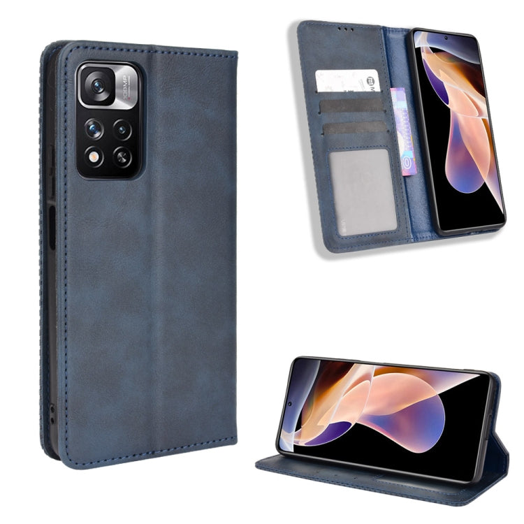 For Xiaomi Poco X4 NFC/Redmi Note 11 Pro China Magnetic Buckle Retro Texture Leather Phone Case