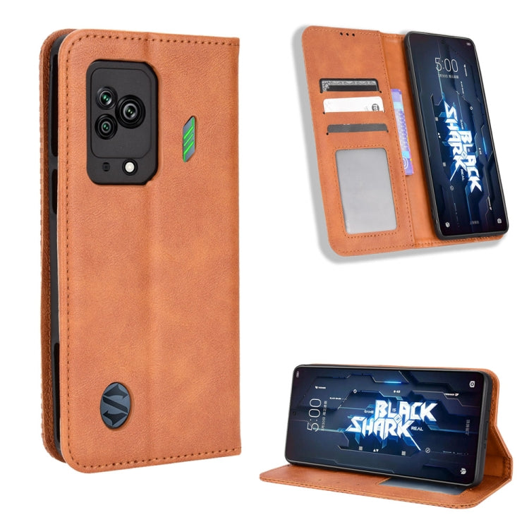 For Xiaomi Black Shark 5 Magnetic Buckle Retro Texture Leather Phone Case