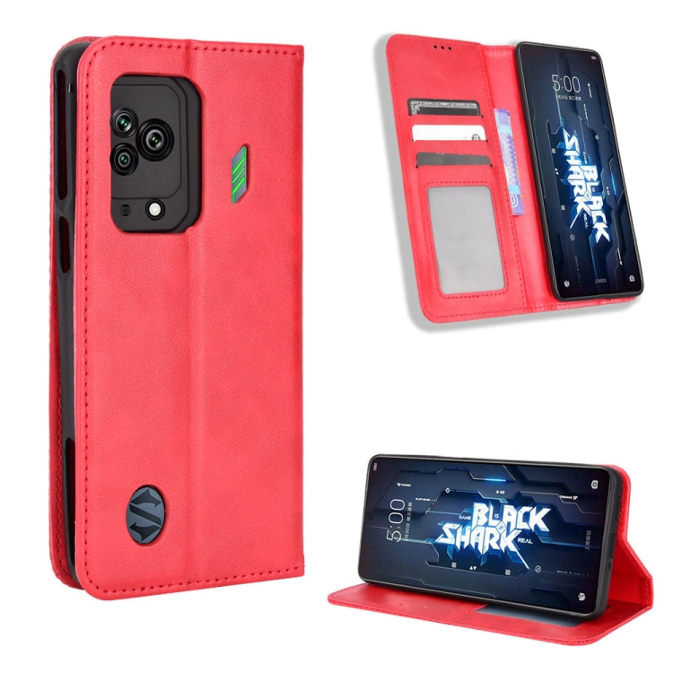For Xiaomi Black Shark 5 Magnetic Buckle Retro Texture Leather Phone Case