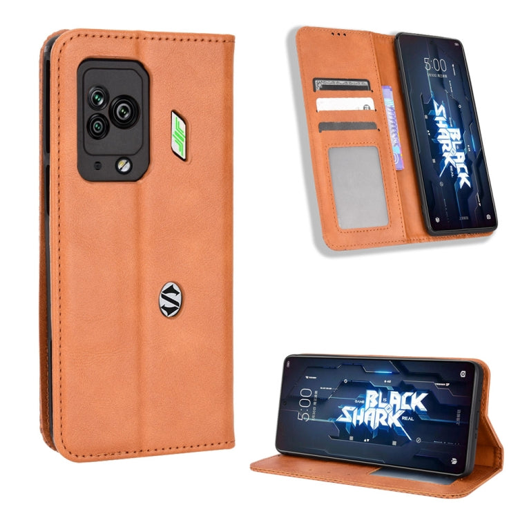 For Xiaomi Black Shark 5 Pro Magnetic Buckle Retro Texture Leather Phone Case