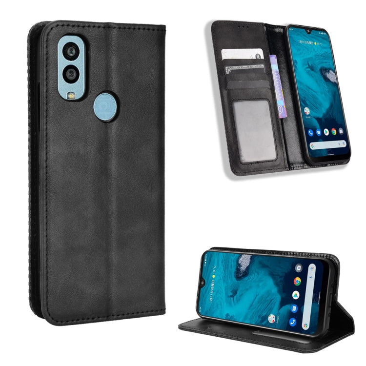 For Kyocera Android One S9 Magnetic Buckle Retro Texture Leather Phone Case