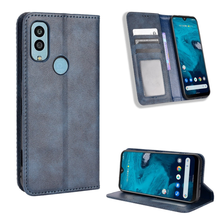 For Kyocera Android One S9 Magnetic Buckle Retro Texture Leather Phone Case