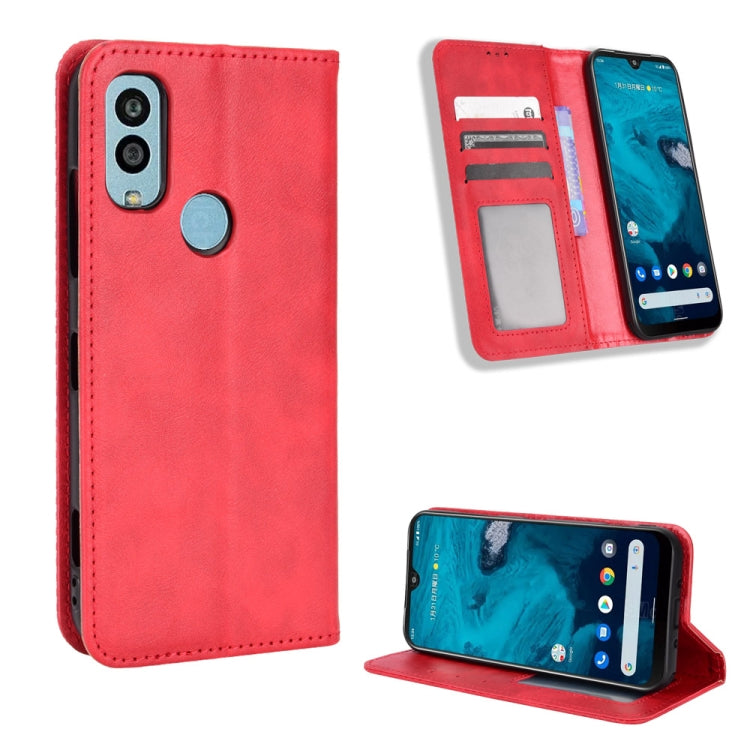 For Kyocera Android One S9 Magnetic Buckle Retro Texture Leather Phone Case