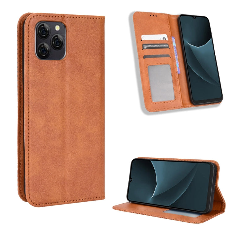 For Blackview A95 Magnetic Buckle Retro Texture Leather Phone Case