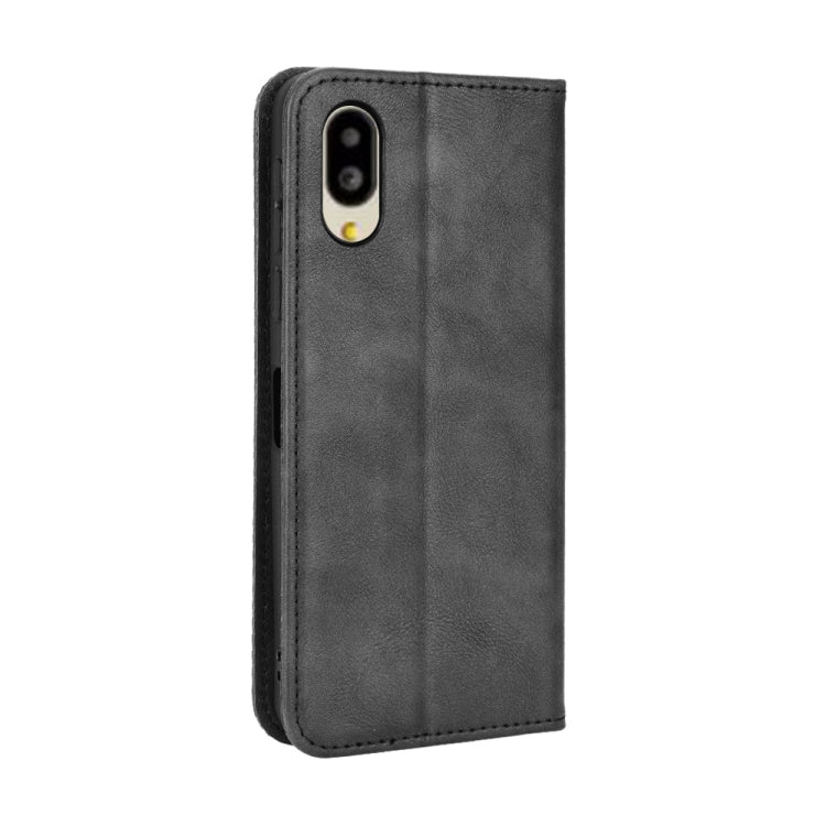 For Sharp Simple Sumaho 6 Magnetic Buckle Retro Texture Leather Phone Case