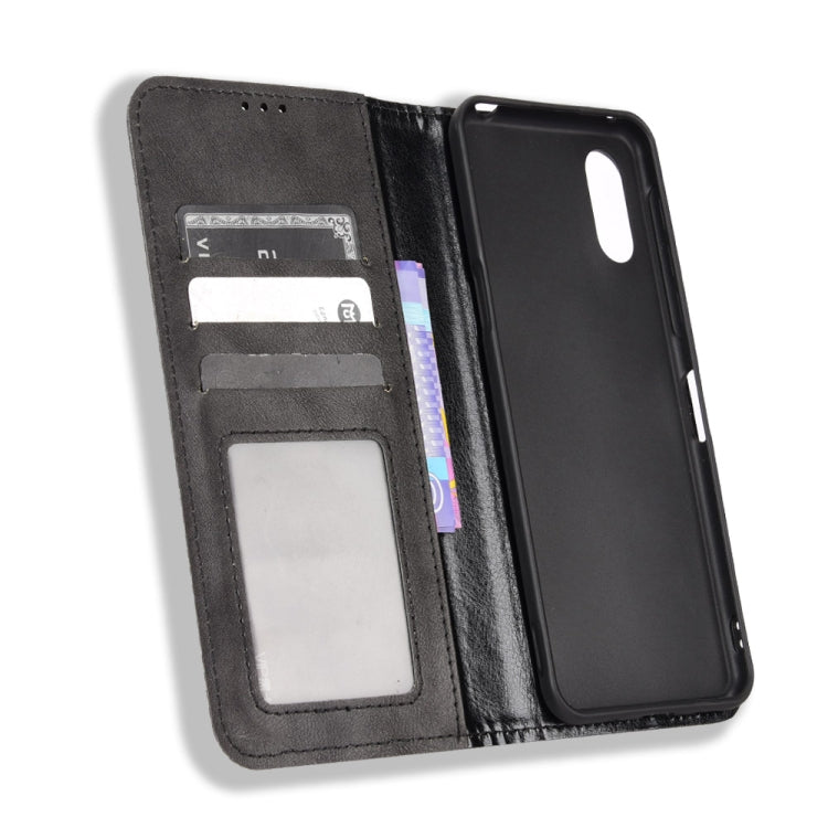 For Sharp Simple Sumaho 6 Magnetic Buckle Retro Texture Leather Phone Case