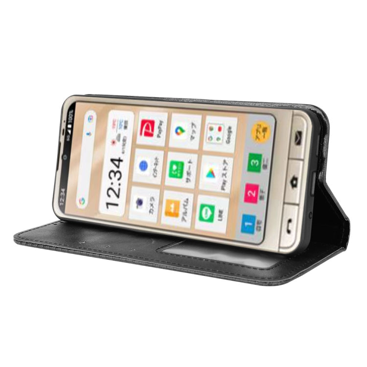 For Sharp Simple Sumaho 6 Magnetic Buckle Retro Texture Leather Phone Case